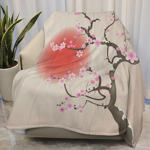 Kuscheldecke Zweig Eines Kirschbaums Wohndecke Weiches Fleece Decke Unisex Sofadecke Für Nickerchen Drinnen Wohnzimmer 125x150cm