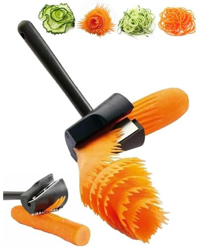 1 pcs Carrot Curler and Peeler, Black Carrot Spiral Shred Slicer Root Vegetables Fruits Slicer Sharpener Garnishing Tool