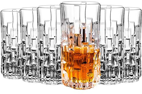 binsakao Highball Glasses Set of 6-317 ml Water Glasses - Collins Tall Beverage Cups Glassware for Drinks, Water, Beer, Soda, Cocktail