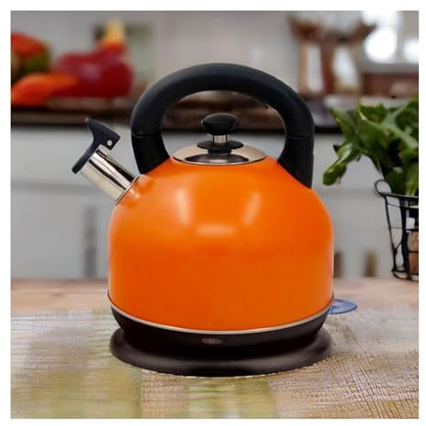 Electric Kettle, Cordless Kettle 2000W | Stainless Steel | anti-dry Protection | Auto Shut Off | Swivel Base with Light Indicator Jug Kettle for Coffee or Tea (Orange, 3L)