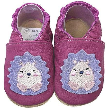 HOBEA-Germany Krabbelschuhe für Jungs und Mädchen in verschiedenen Designs, Modell Schuhe:Igel lila, Schuhgröße:26/27