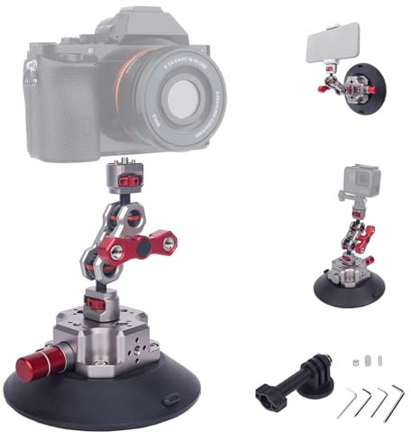 Came-TV 6 Car Camera Suction Cup Mount Kit, Aluminum Camera Car Suction Mount with 360° Ball Head Magic Arm, Boat Windshield Window Mount for DSLR/Action Camera/Cellphone (SY015)