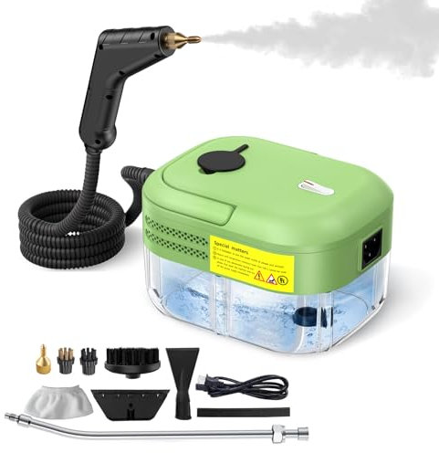 Pulitore a Vapore, 1200ML Pulitore a Vapore Professionale con 4 Tipi di Testine, Pulitore a Vapore per Divani per Pulito, Mobili Imbottiti, Steam Cleaner Riscaldamento Rapido da 20 Secondi