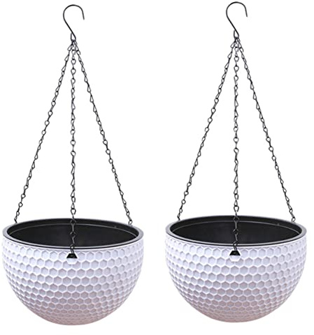 HEMOTON 2 Stück Blumenampel Aus Rattan Große Pflanzentöpfe Hängend Wandbehänge Makramee-pflanzgefäß Zum Aufhängen Drinnen Indoor -pflanzer Hanging Pflanzer Outdoor- Weiß Plastik