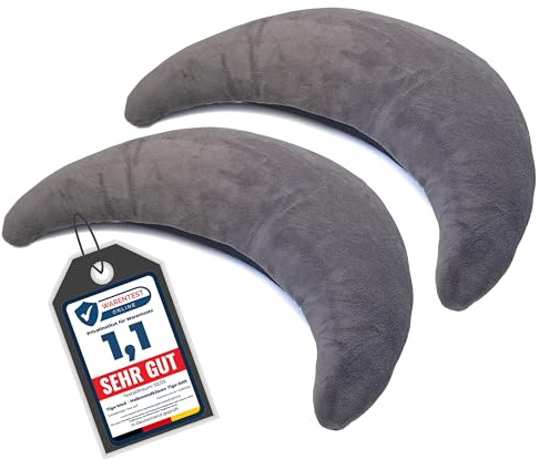 Tiga-Med 2 x Halbmondkissen TIGA-Soft | 2 Stück | Ergonomisches Nackenkissen/Stillkissen/Kopfkissen mit Mikroperlen | Bezug separat waschbar bei 40°C (2 x grau)