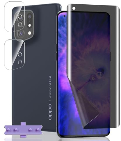 Jaavkkma 1 Pièce Protection Écran Anti Espion Flexible pour OPPO Find X5 + 2 Pièces Verre Trempé Protecteur Caméra, Anti-Spy, Protège Écran pour OPPO Find X5 - Privacy Souple TPU Film