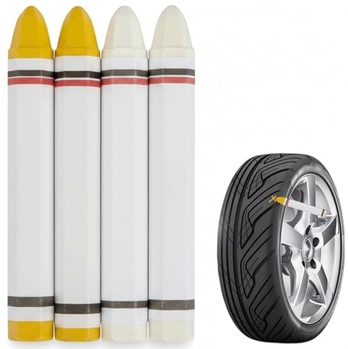 LEMONSTONE 4 piezas tiza para neumáticos 2 amarillos + 2 blancos, alta capacidad neumático pin