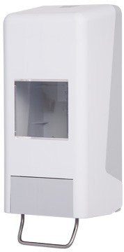 Blanc HYGIENIC Spender für Softflaschen – Wandspender für Hautschutz, Grobreiniger und Hautpflege, Softflaschenspender für 1 und 2 Liter Flaschen, Dosiermenge einstellbar, Weiß und Grau