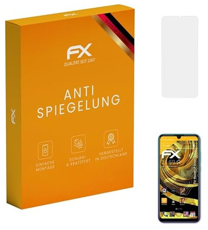 atFoliX Panzerfolie kompatibel mit Huawei P Smart 2019 Schutzfolie, entspiegelnde und stoßdämpfende FX Folie (3X)