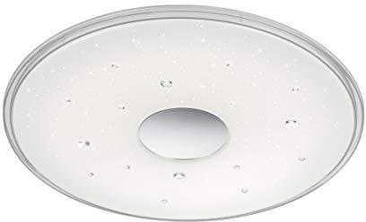 Trio Leuchten LED Deckenleuchte Seiko 678513001, Acryl Weiß, inkl.30 Watt LED, Starlight Effekt mit Kristall, Fernbedienung