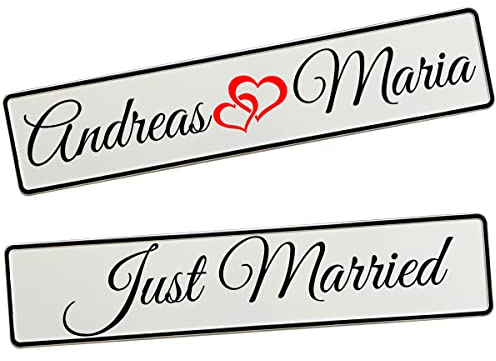 Kennzeichen Hochzeit mit Namen Deko Hochzeitsauto Hochzeitskennzeichen selbst gestalten Motiv Love