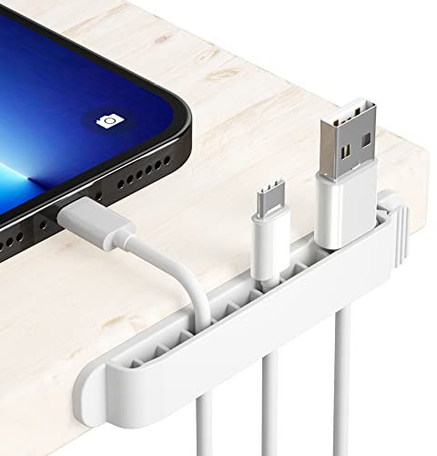 PZOZ 3 Pack Cable Clips Management Organiser Cable Cord Holder Self Adhesive Desk Wire Tidy for Phone Charging Cable Home Office (White)