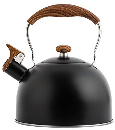 sadfd 2.5L Whistle Kettle Stainless Steel Stove Top Whistling Kettle, Kitchen Teapot With Wood Handle And Tall Whistle, For Gas Stove Induction Cooker