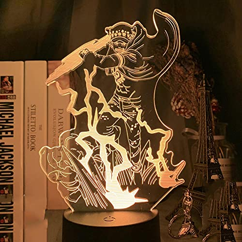LED 3D Nachtlicht Japanische Anime Einteiler Trafalgar D Wasser Gesetz Abbildung Illusion Licht Kind Schlafzimmer Dekoration Nachttischlampe-16 Farbe mit Fernbedienung