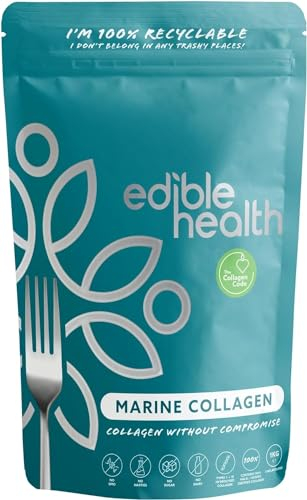 Edible Health Polvere di Collagene Marino Ad Alto Contenuto Proteico, Peptidi di Collagene per la Dieta e l'Uso Quotidiano, Collagene Marino Senza Carboidrati, 1Kg, Sacchetto di 75 Giorni