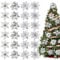 Whaline 24Pcs Christmas Poinsettia with 24Pcs Clips 4 Design Glitter Silver Artificial Flower Winter Party Supplies for Xmas Tree Ornament Wedding Birthday Wreath Decoration