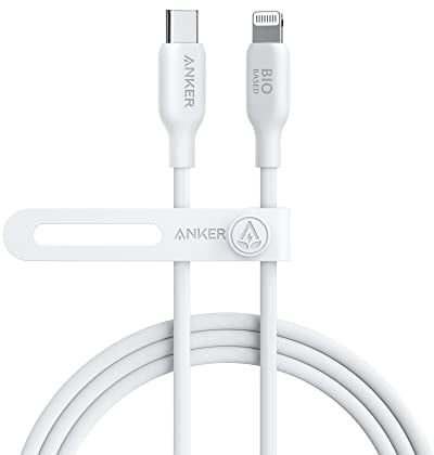 Anker USB-C to Lightning Cable, 6ft Aurora White, MFi Certified, Bio-Based Fast Charging Cable for iPhone 14/14 Pro/14 Pro Max/13/13 Pro/12/11/X/XS/XR/8 Plus