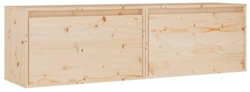 vidaXL 2X Massivholz Kiefer Wandschrank Hängeschrank TV Schrank Fernsehschrank Lowboard Fernsehtisch Regal Aufbewahrung Badschrank 60x30x35cm