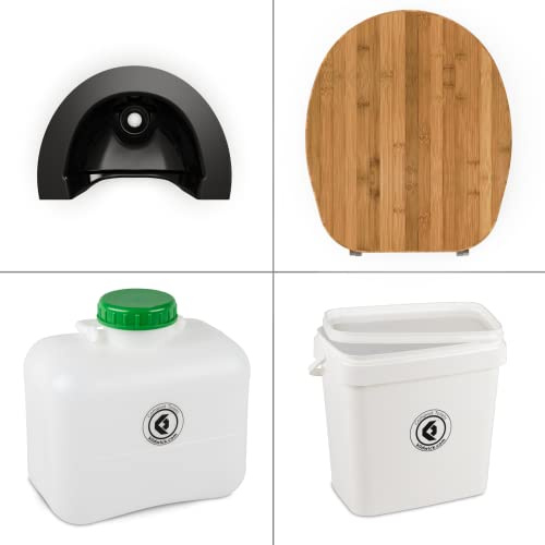 KILDWICK FREELOO Bambus-Bausatz für Trockentrenntoilette, DIY-Set mit Bambussitz, Trenneinsatz & Behältern in jeweils 3 Größen, für Camper, Van, Boot und Tiny House, zum Selbstbau Einer Trenntoilette