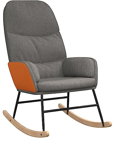 vidaXL Schaukelstuhl, Sessel Schwingstuhl mit Armlehne, Schaukelsessel Relaxstuhl Wohnzimmer, Relaxsessel Schwingsessel, Hellgrau Stoff