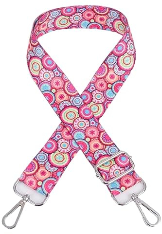 Längenverstellbarer Schultergurt für Taschen, 80-140cm 3.8cm Breit Taschengurt Bunt Muster Schulterriemen mit Karabiner Taschenriemen Mädchen DIY Taschenzubehör für Schultertasche und Handtaschen,#4