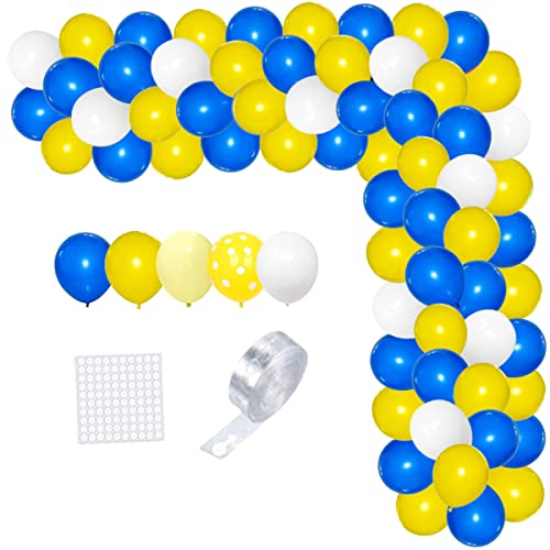 Blau Gelb Weiß Ballon Girlande Bogen Kit - 126 PCS Royal Blau Gelb Weiß Ballons für Geburtstag Baby Braut Dusche Hochzeit Jahrestag Ruhestand Party Dekorationen