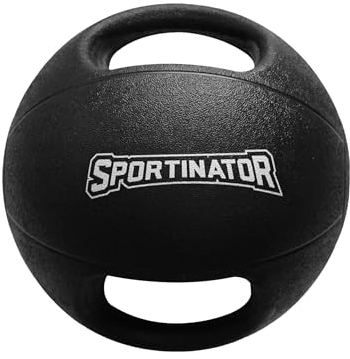 SPORTINATOR® Training's Medizinball in grau/schwarz, mit Gewichtsangabe auf dem Ball, ideal für das Kraft- und Konditionstraining. Größe 1 bis 10, Gewicht von 1 kg bis 10 kg (5)