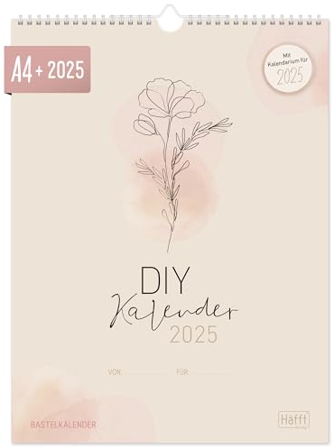 Häfft® Bastelkalender 2025 A4 + Dainty Flower Fotokalender, DIY-Kalender, Kreativ-Kalender, Geburtstags-Kalender zum Selbstgestalten - nachhaltig & klimafreundlich