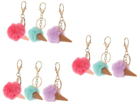 SAFIGLE 9 StüCke SüßE PlüSch EistüTen SchlüSselanhäNger:Flauschige Dekoration FüR Taschen RucksäCke Und Geschenke Weiche Ice Cream AnhäNger FüR MäDchen Und Kinder