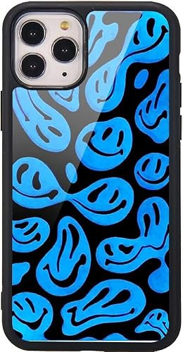 MAYCARI for iPhone 11 Case Cute Aesthetic Blue Funny Face Printed Design Hard Back Case with Soft TPU Bumper for Girls Boys Children Women Men Protective Phone Case for iPhone 11