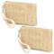Lot de 2 sacs à main en paille pour femme avec fermeture éclair et dragonne, beige, Bohème