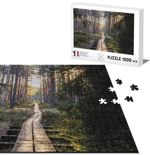 Classic Puzzle 1000 pieces Wooden Path Crossing Forest in Spring Nature