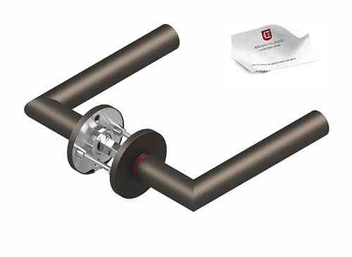 Beschläge Hamburg | smartbloc® hidden Hero Form 1106 - DIN LINKS | Türklinke mit integrierter Verriegelung | Türbeschlag ø54 x 5 mm für Zimmertüren | Drückergarnitur für Innentüren in Titan matt