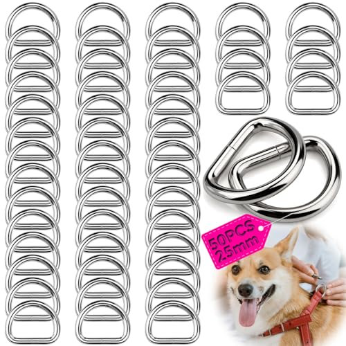 TXXATX 50 Stück D Ring Innendurchmesser 25mm Metall D Ringe Halbrunder D-Ring Geschlossen D-Ringe Schnalle Silber für Handtaschen Karabiner Riemen Rucksäcke Gürtelschnallen Gurte DIY
