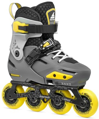 Rollerblade Apex Junior Adjustable Fitness Inline Skate, Charcoal & Yellow