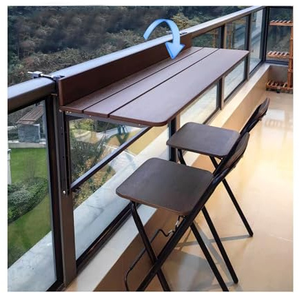 SHINGJING Balkon-Stehtisch for Geländer, klappbare Werkbank, klappbarer Hängetisch for drinnen und draußen, Serviertisch for Geländer im Freien for Terrassenbalkondeck(L80*w37cm/L31.5*W14.6in)