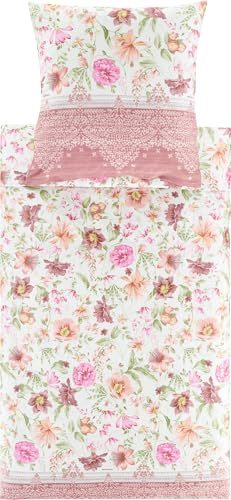 Bassetti Casablanca Bettwäsche + 1 Kissenhülle aus 100% Baumwollsatin in der Farbe Rosa P1, Maße: 155x220 + 1 K 80x80 cm - 9332118