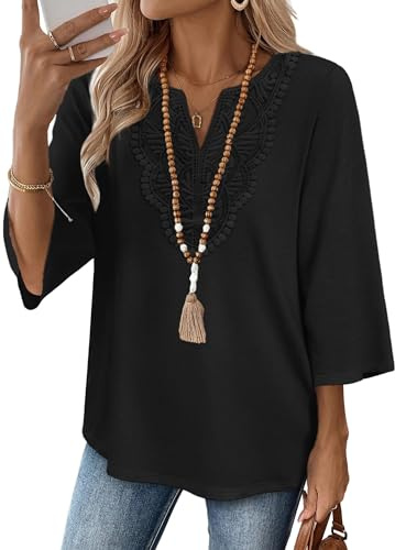 Womens Tops Dressy Casual Womens Fashion Plus Size Clothes for Women Blouses for Women Dressy Casual Cruise Outfits Resort Wear 2026 Ladies Maternity Shirts Winter Clothing Black Lace Top Tunic 2XL