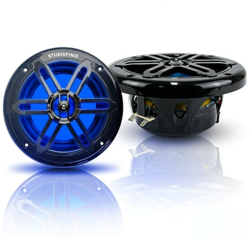 STUDIOFINIX Altavoces Marinos de 6,5 Pulgadas 700W con Luces LED, Altavoces para Barco 2 Vías Resistentes a la Intemperie, Ideales para Barcos, ATV y UTV (Par, Negro)