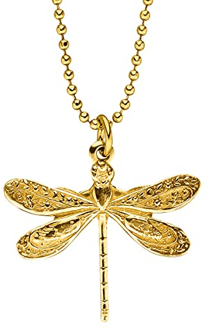 GLOWYBOX Goldkette Kette gold Libelle 45 cm 14ct GOLD plattiert mit filigraner Libelle im Artdéco Design Geschenk Schmuck Damen Goldkette mit Anhänger Schmuckgeschenk Teenager artdeco 45
