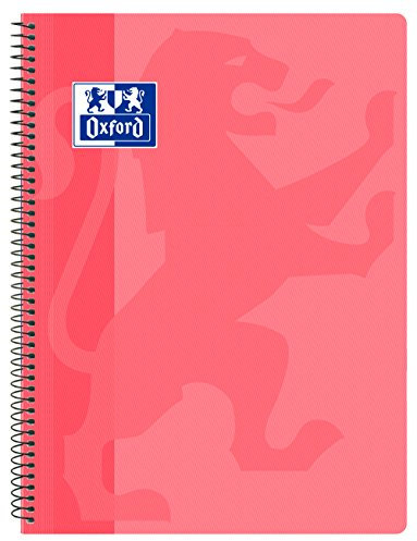 Oxford Classic – Cahier spirale, couvercle en plastique, 4 x 4 carreaux, couleur ROSE Chewing Gum