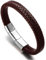 Halukakah Plus ● Solo ● Herren-Armband Handgefertigt | Echtleder in Braun | Kreuzgeflecht | Magnetverschluss aus Edelstahl in Silber | KOSTENLOS Geschenkbox | Größe Einstellbar 21.5cm-23cm