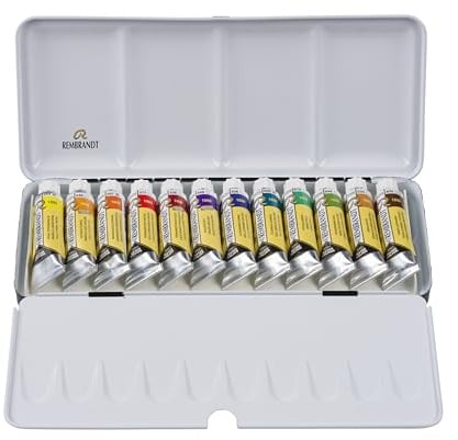 Rembrandt Profi-Aquarellfarben-Set in Luxus-Metalldose | Landschaftsauswahl | 12 Farben in Tuben (10 ml)