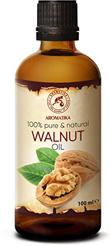 Walnussöl 100ml - Juglans Regia - Kaltgepresst - Raffiniert - Rein und Natürlich - Trägeröl - Walnuss Öl für Haut - Körperpflege - Schönheit - Haarpflege - Nagelpflege - Haaröl Trockenes Haar
