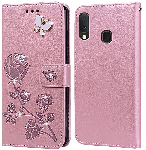 PKQTOP Phone Case for Samsung Galaxy A20E with Kickstand,Card Slots,Silicone Bumper,Shockproof,Flip Wallet Leather Protective Cover for Samsung Galaxy A20E(5.8'')