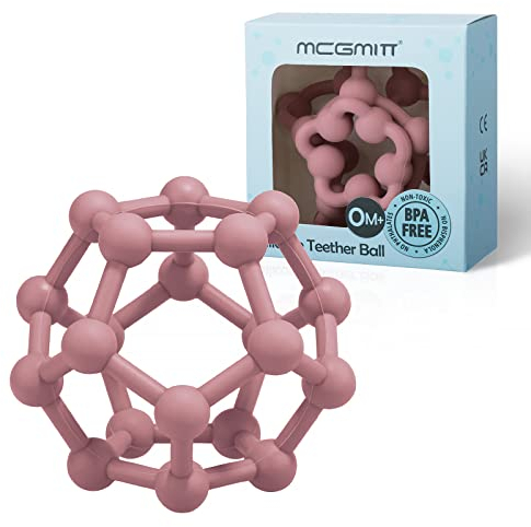 MCGMITT Beißring Baby - Silikon Baby Ball Beißring Spielzeug Zahnungshilfe BPA-frei, Schmerzlindernde Zahnen Nursing Zubehör für ab 3 Monaten Babys Geschenk für Junge und Mädchen (DarkPink)