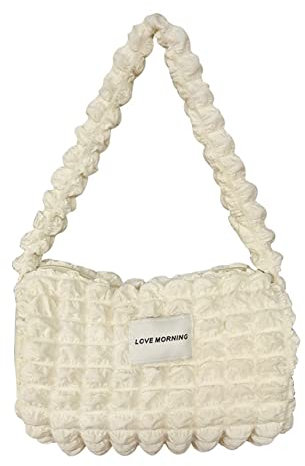 LYEAA Modische tragbare Luftpolster-Blumen-Tragetasche, einfarbig, plissiert, Wolken-Handtasche, Schultertasche, Einkaufstasche, Stil 1