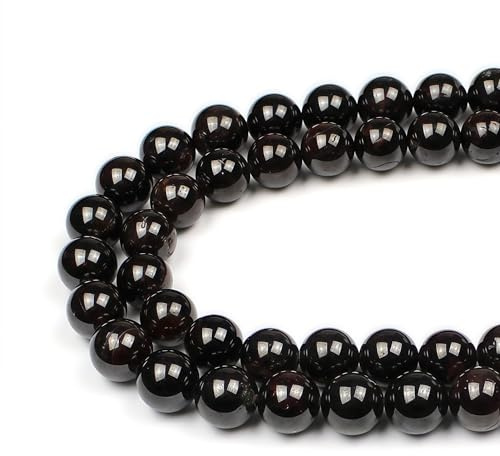 MJDCB Natural Round Stone Beads 12mm Garnet Loose Gemstone Beads for Jewelry Making Bracelet Necklace 30pcs