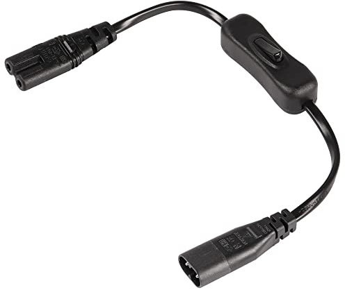 CERRXIAN 1 Feet IEC 320 C7 to C8 Power Cable With Switch,C8 Male to C7 Female Extension Cord With On/Off C7/C8 Power Short Cables