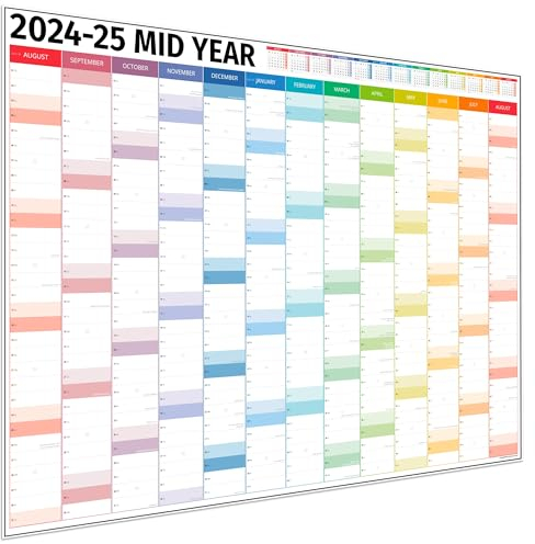 Akademischer Wandplaner 2023-2024 - Extra Groß 91,4 x 63,5 cm Mitteljahresplaner Wandkalender - 23/24 Schulplaner für Lehrer, Büro, Universität Essentials - Gefaltete Spalten Edition